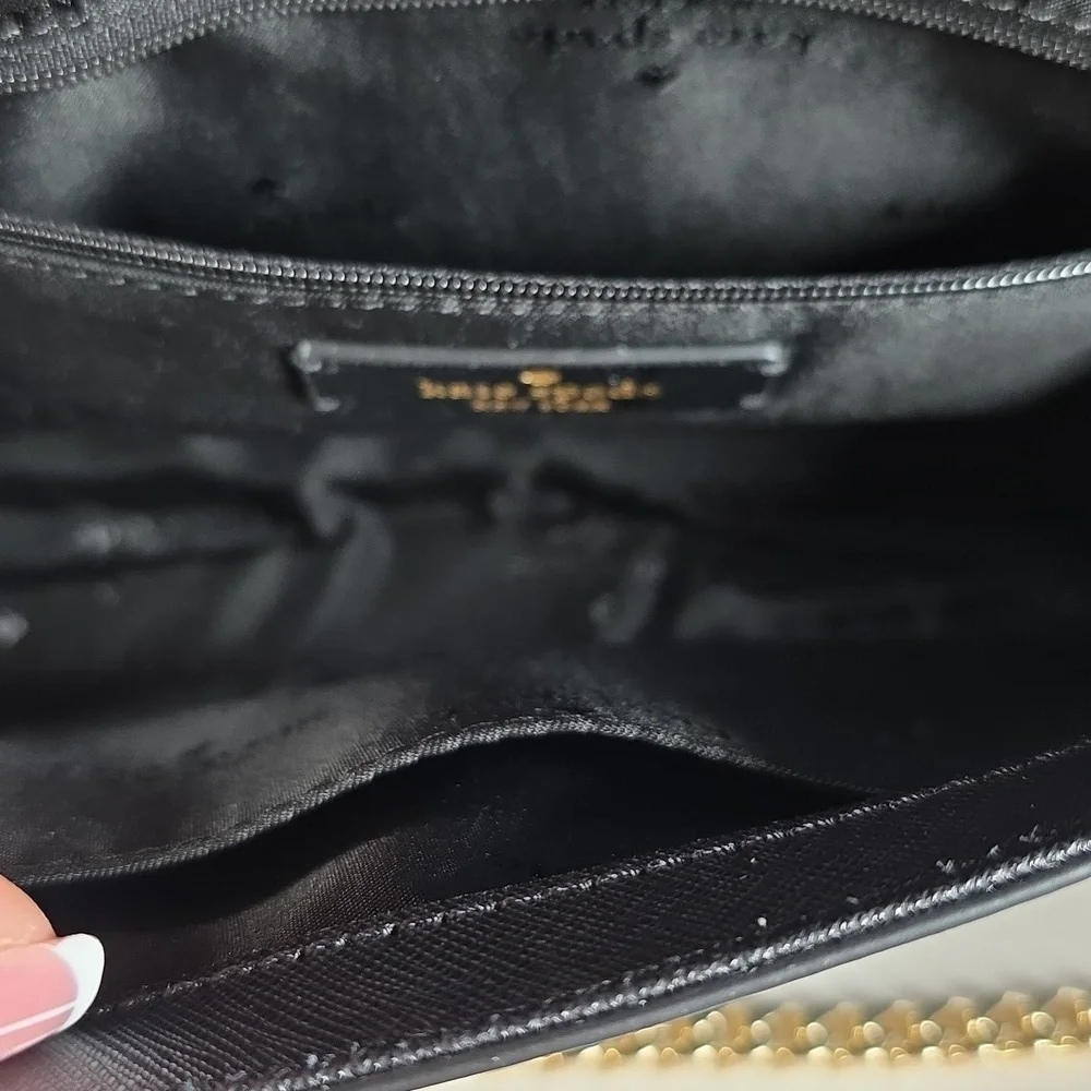 KATE SPADE BLACK CLUTCH CROSSBODY SHOULDER‎ BAG CARSON CONVERTIBLE GOLD CHAIN